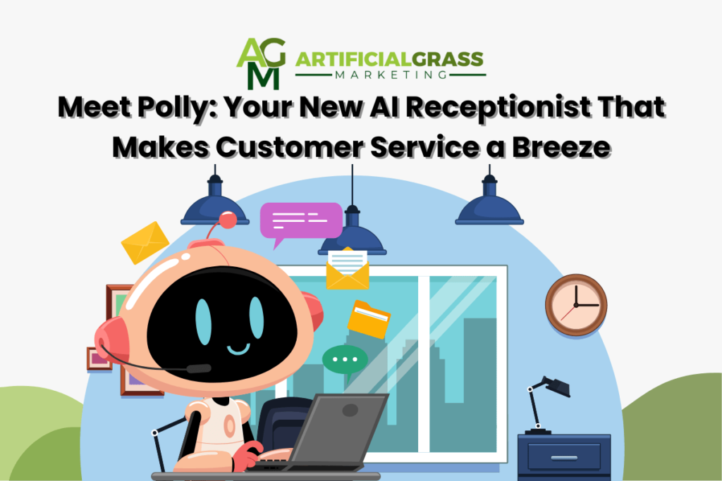 AI receptionist Polly in office, USA