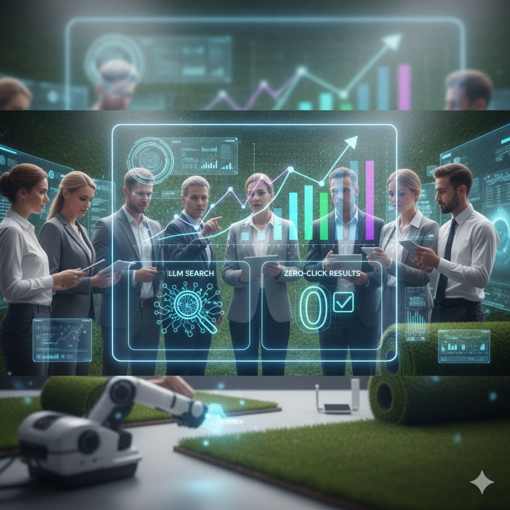 Business team analyzing AI marketing data, USA