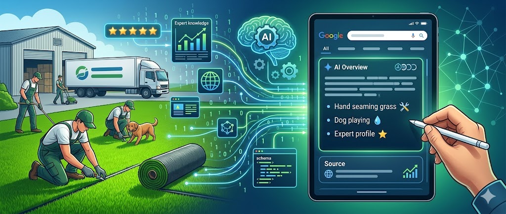 Artificial grass installation and Google AI overview, USA