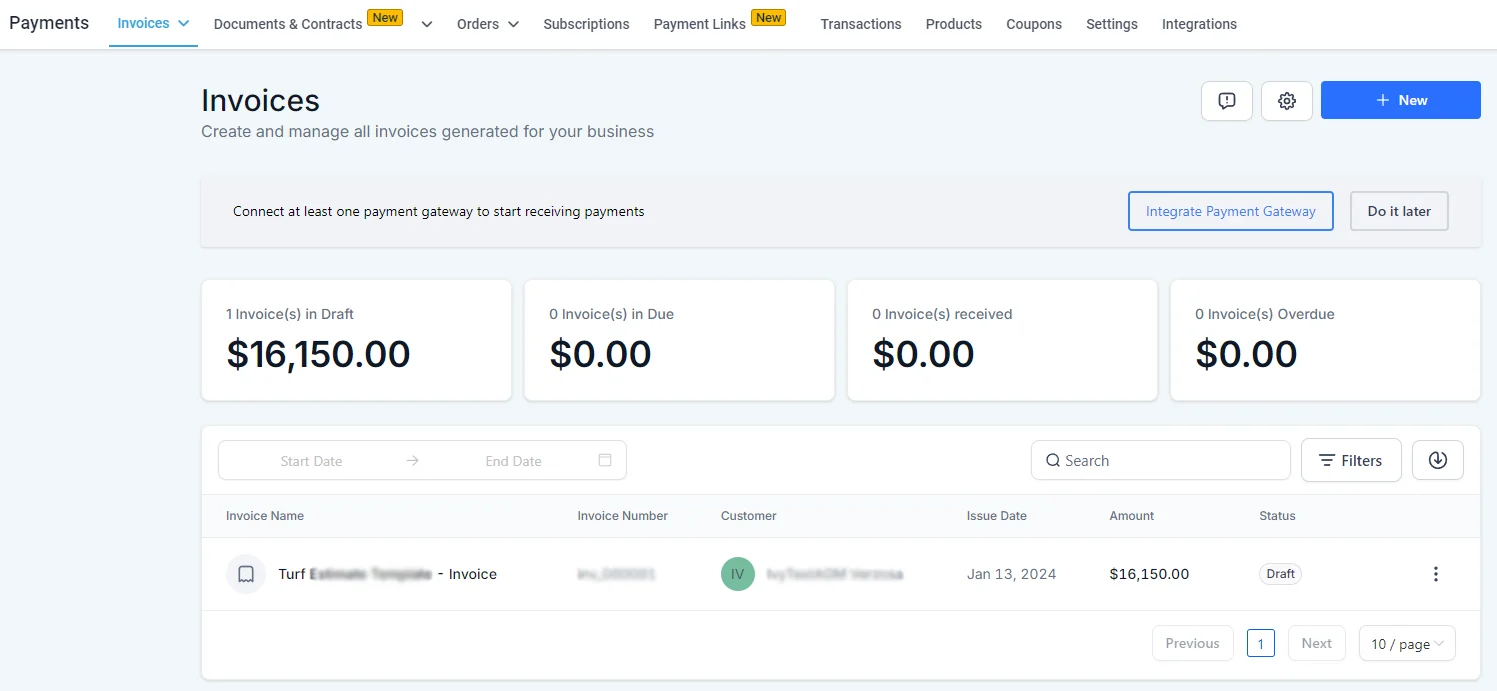 payment tab